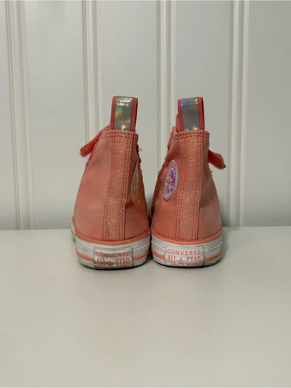 Converse ctas strap Kids High-Top Glitter Sneakers in Coral Pink